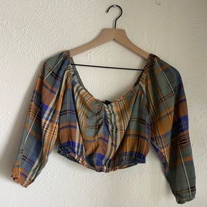 Target | Crop Plaid long Sleeve Blouse